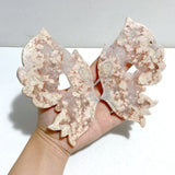 Beautiful Geode Druzy Sakura Flower Agate Butterfly Wing With Stand - Wholesale Crystals