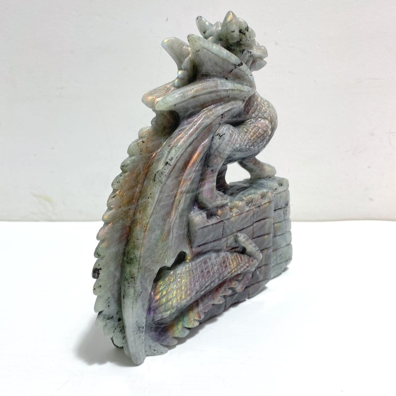 Beautiful Labradorite Flying Dragon Castle Carving - Wholesale Crystals