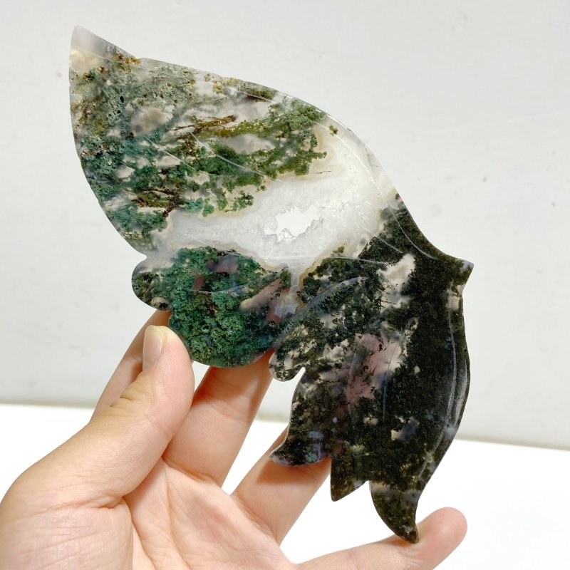 Beautiful Moss Agate Butterfly Wing With Stand -Wholesale Crystals