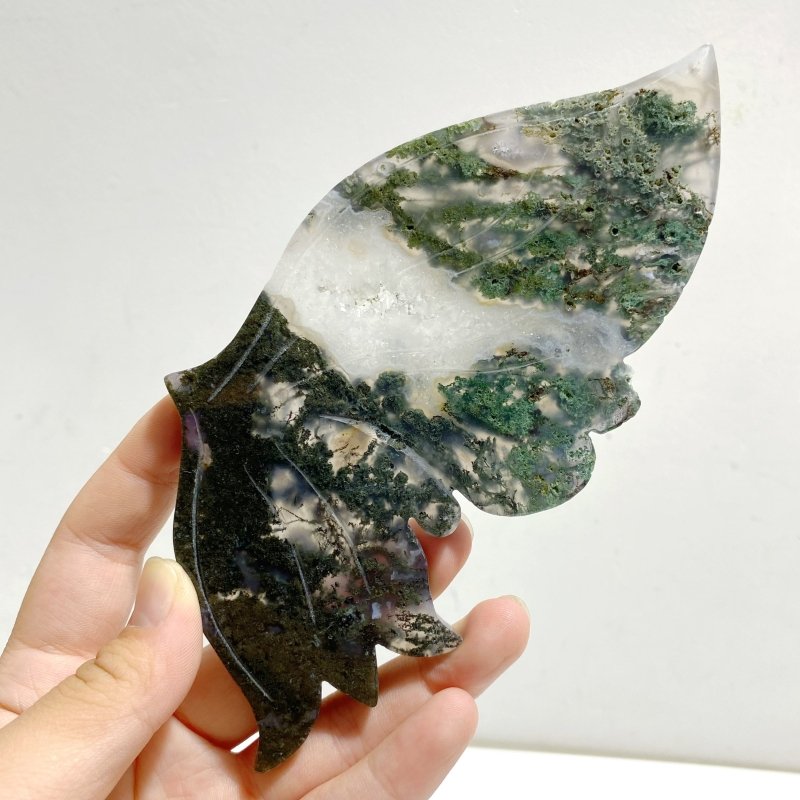 Beautiful Moss Agate Butterfly Wing With Stand -Wholesale Crystals