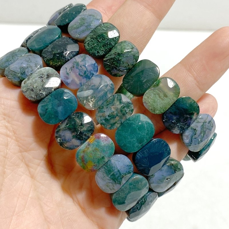Beautiful Moss Agate Cut Faceted Bracelet Wholesale - Wholesale Crystals
