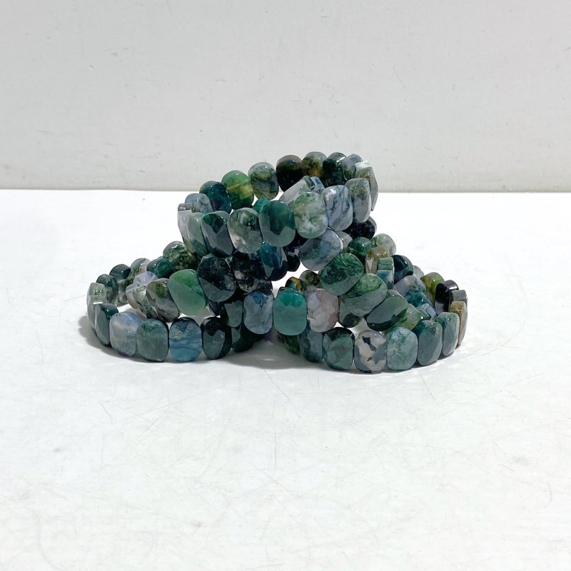Beautiful Moss Agate Cut Faceted Bracelet Wholesale - Wholesale Crystals