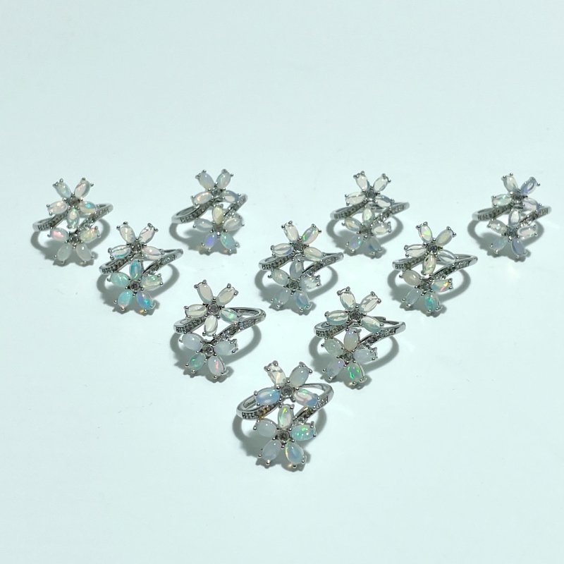 Beautiful Natural Opal Rings Flower Shape Wholesale - Wholesale Crystals