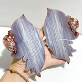 Beautiful Symmetric Agate Butterfly Wing Carving With Stand -Wholesale Crystals