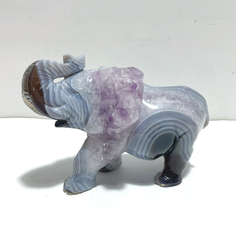 3 Pieces Amethyst Mixed Geode Druzy Agate Elephant Animal Carving #A22