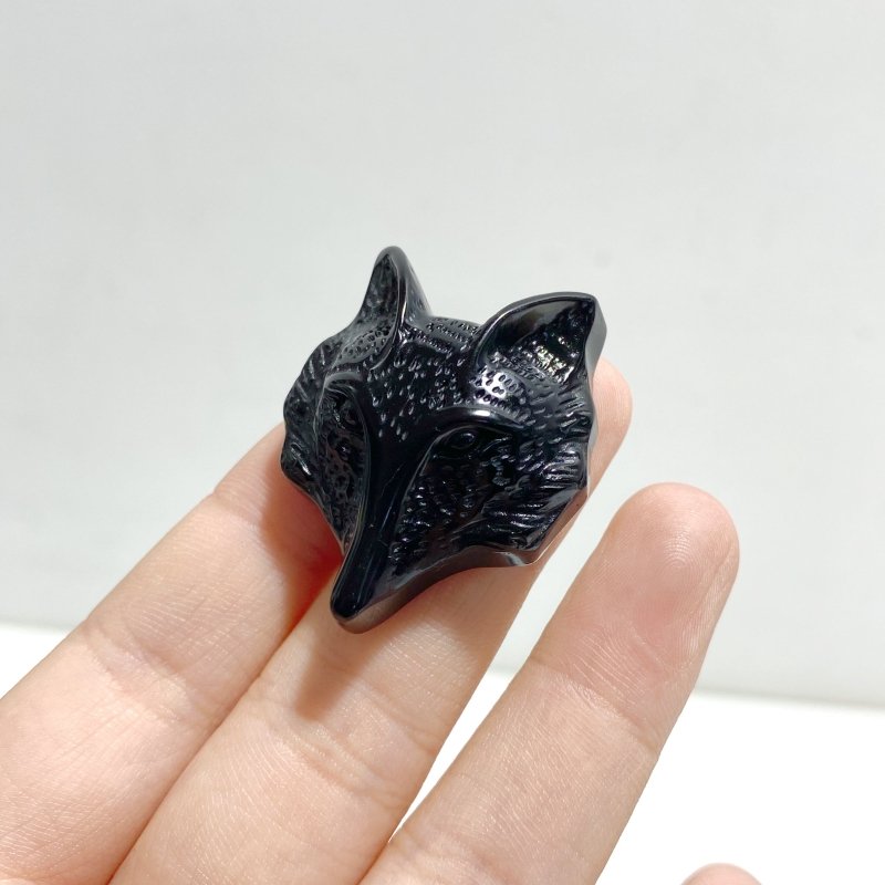Black Obsidian Fox Face Carving Wholesale -Wholesale Crystals