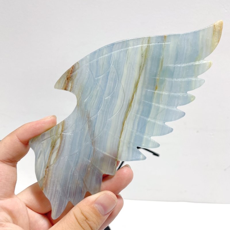 Blue Onyx Demon And Angel Wing Carving With Stand Ornament - Wholesale Crystals
