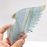 Blue Onyx Demon And Angel Wing Carving With Stand Ornament - Wholesale Crystals