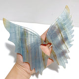 Blue Onyx Demon And Angel Wing Carving With Stand Ornament - Wholesale Crystals