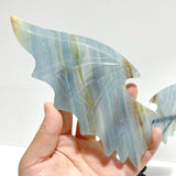 Blue Onyx Demon And Angel Wing Carving With Stand Ornament - Wholesale Crystals