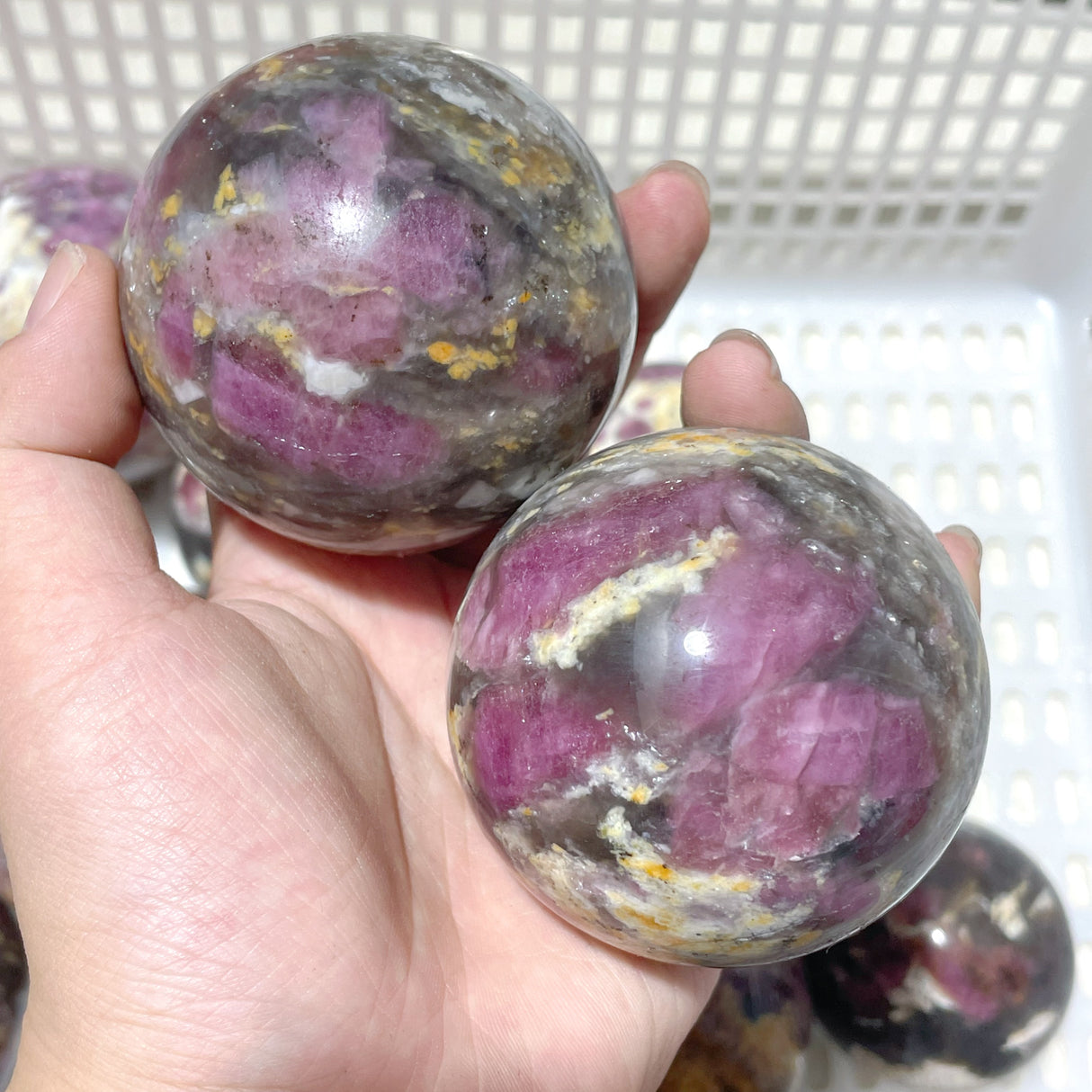 13 Pieces Pink Tourmaline Spheres Balls