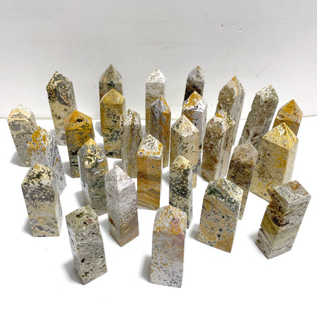 27 Pieces Beautiful Vein Ocean Jasper Four-sided Tower Points