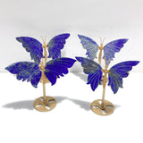 4 Pairs Small Lapis Lazuli Butterfly Wing Carving With Stand