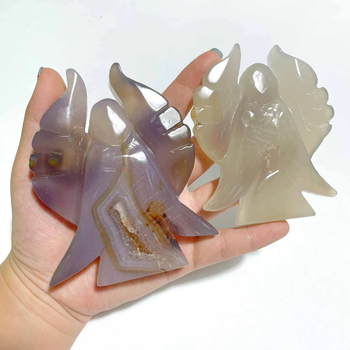 13 Pieces Geode Druzy Agate Angel Carving