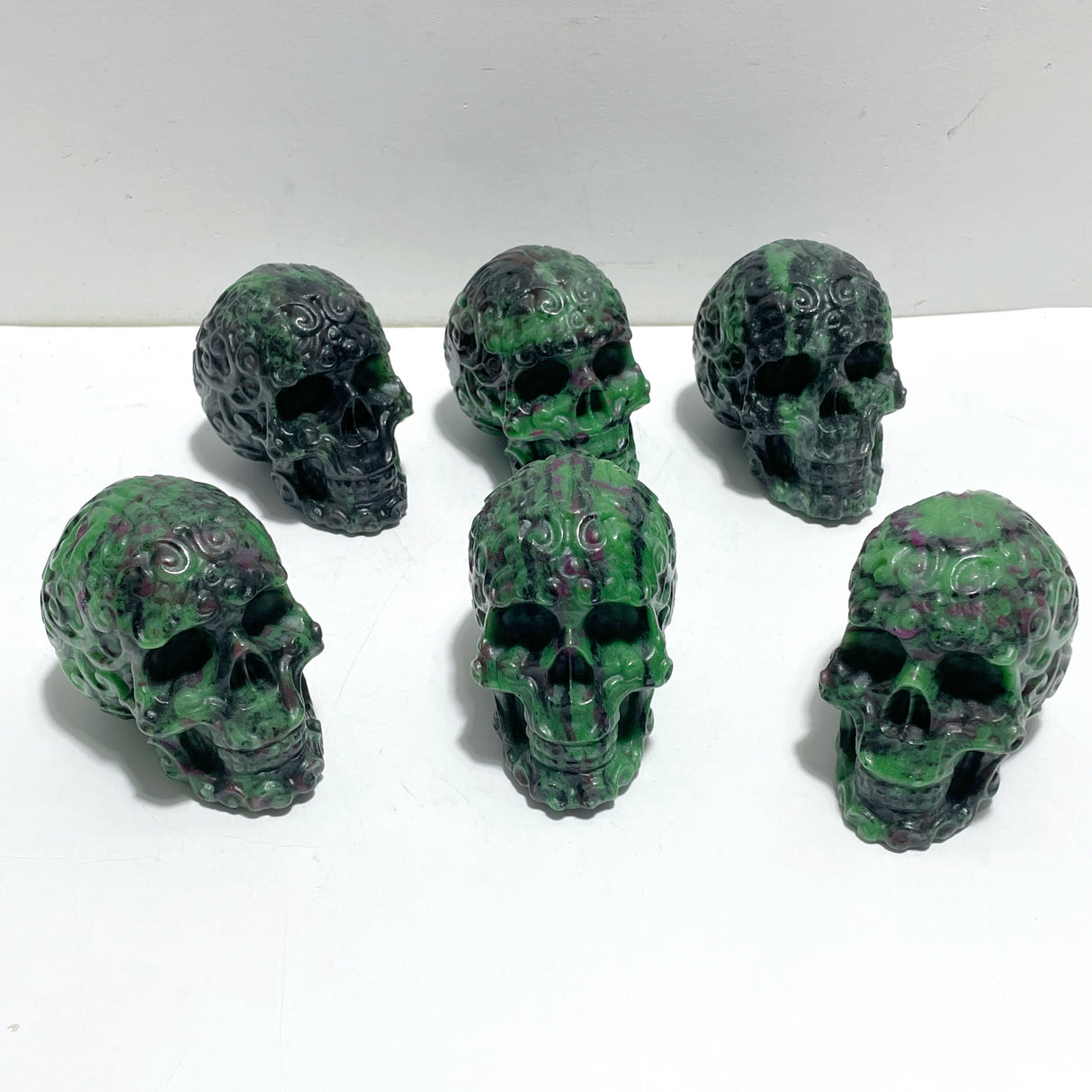 6 Pieces Ruby Zoisite Skull Carving