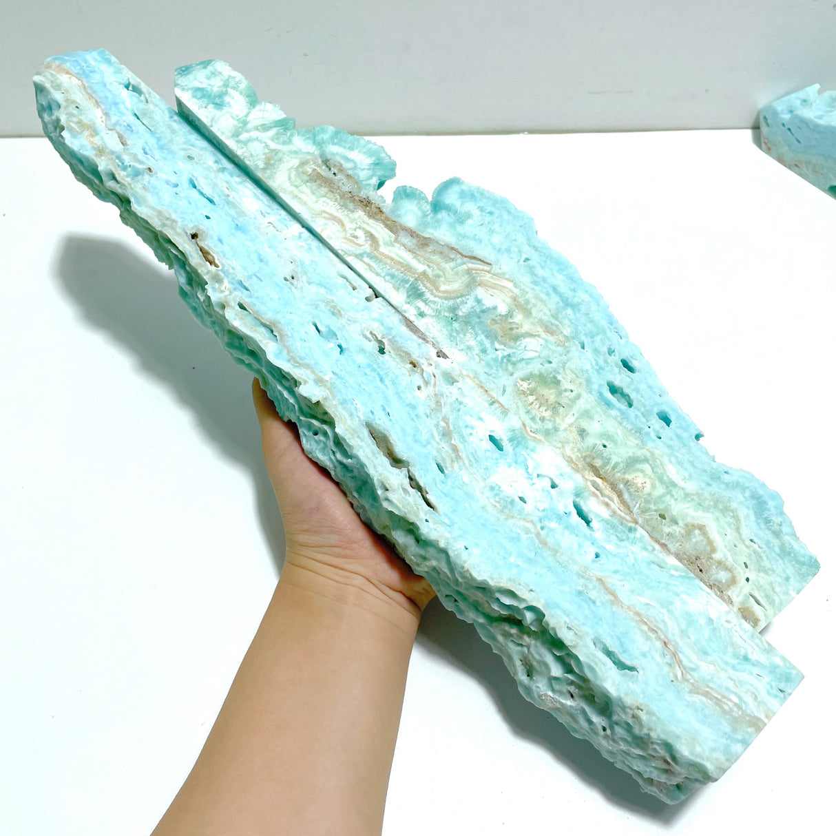 7 Pieces Large Blue Hemimorphite Four-Sided Tower Raw Side