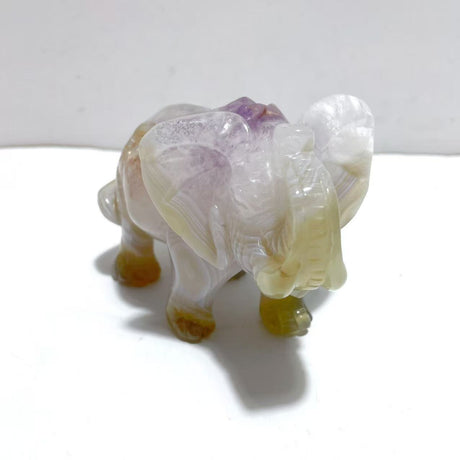Unique Amethyst Mixed Geode Druzy Agate Elephant Animal Carving #A20