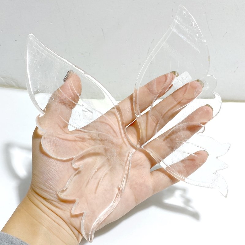 Clear Quartz Butterfly Wing Carving With Stand -Wholesale Crystals