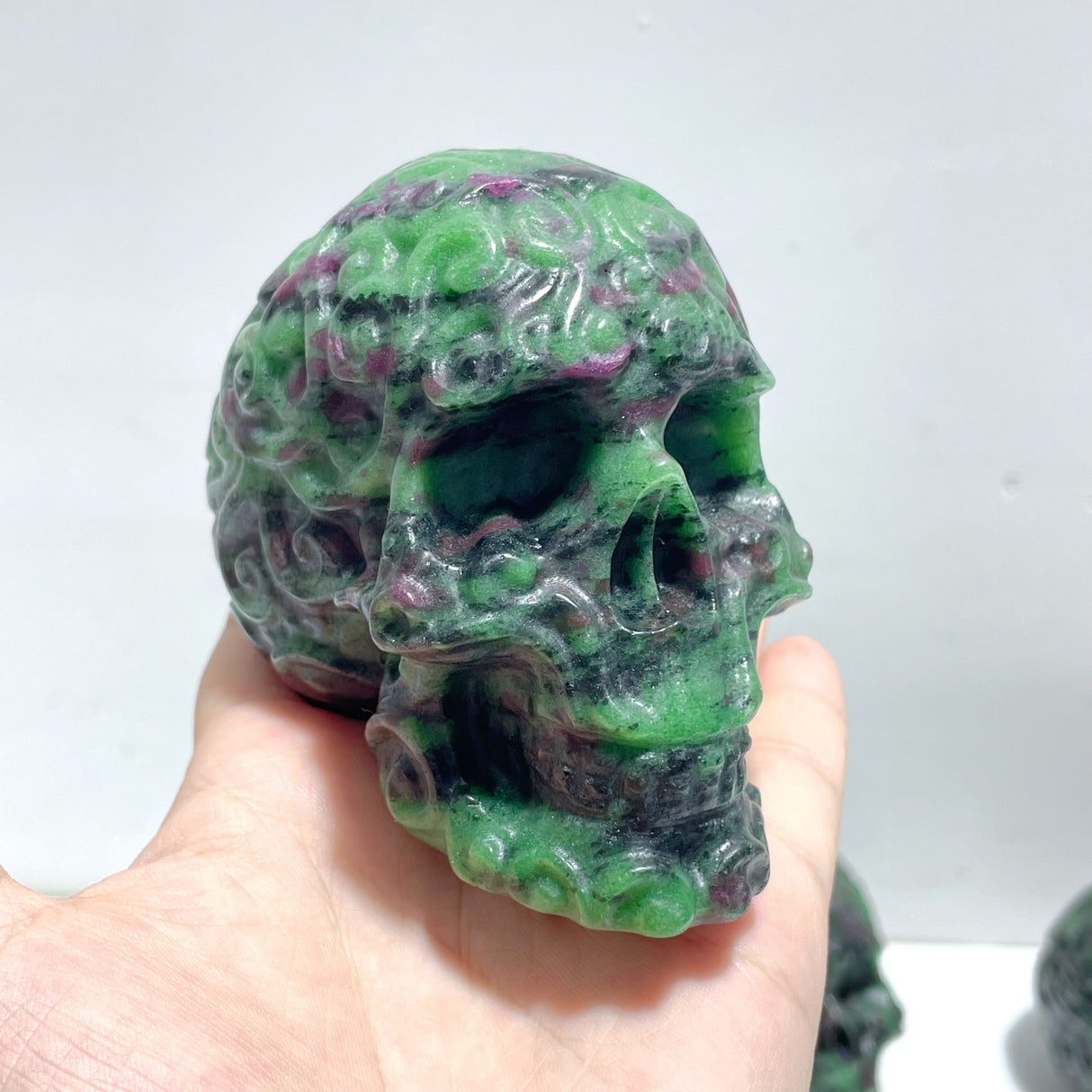 6 Pieces Ruby Zoisite Skull Carving