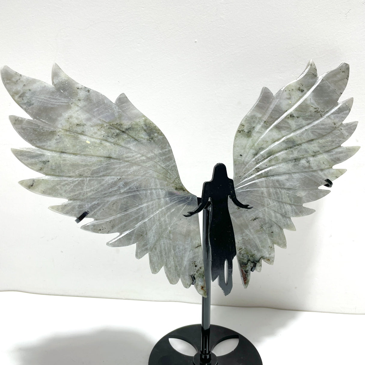 Labradorite Angel Wing Carving With Stand