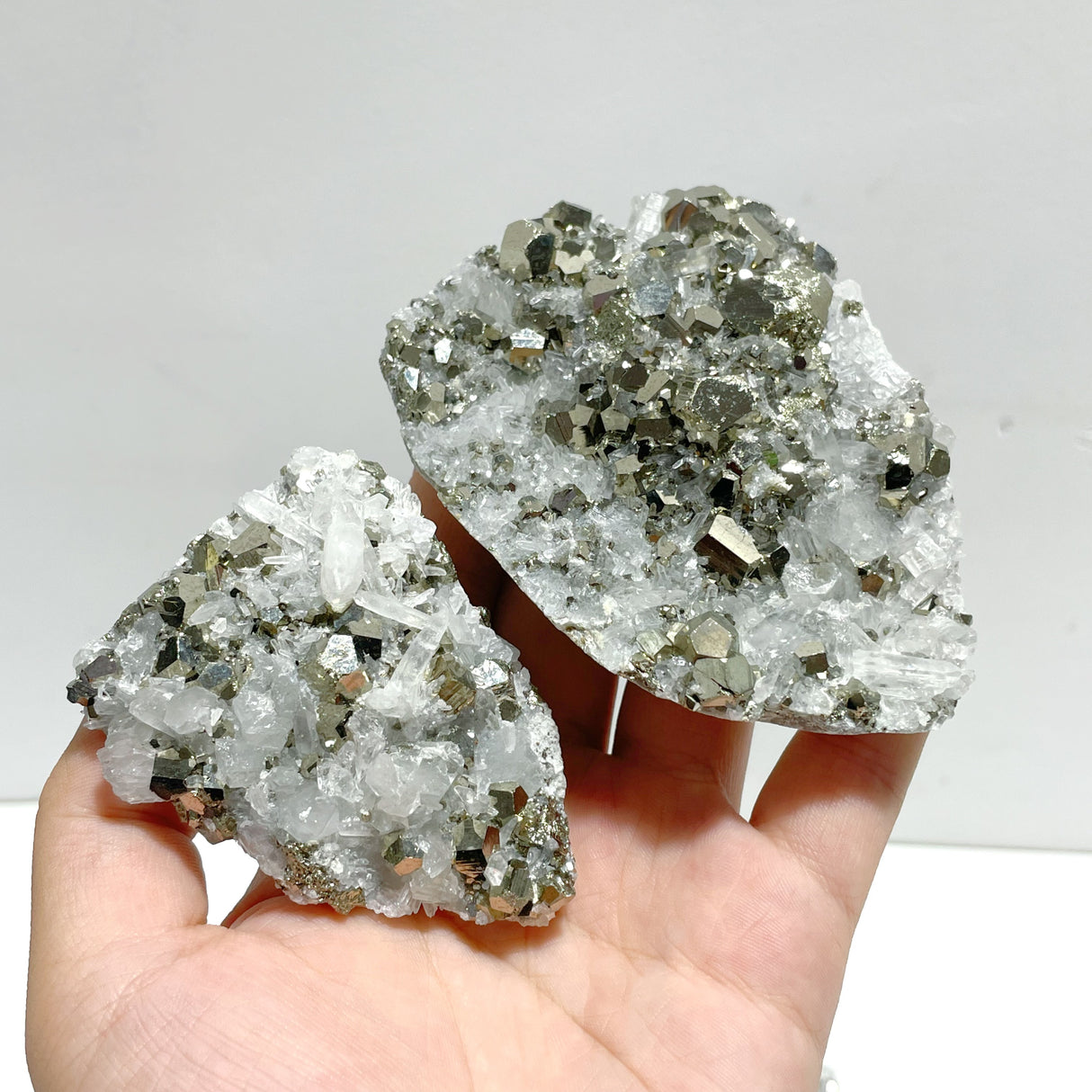 11 Pieces Pyrite Mixed Clear Quartz Cluster Specimen For Collection