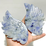 Unique Blue Aventurine Angel Wing Carving With Stand