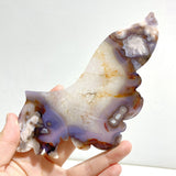 Unique Purple Sakura Flower Agate Butterfly Wing Carving With Stand
