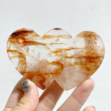 Unique Red Fire Quartz Heart Wing Carving With Stand