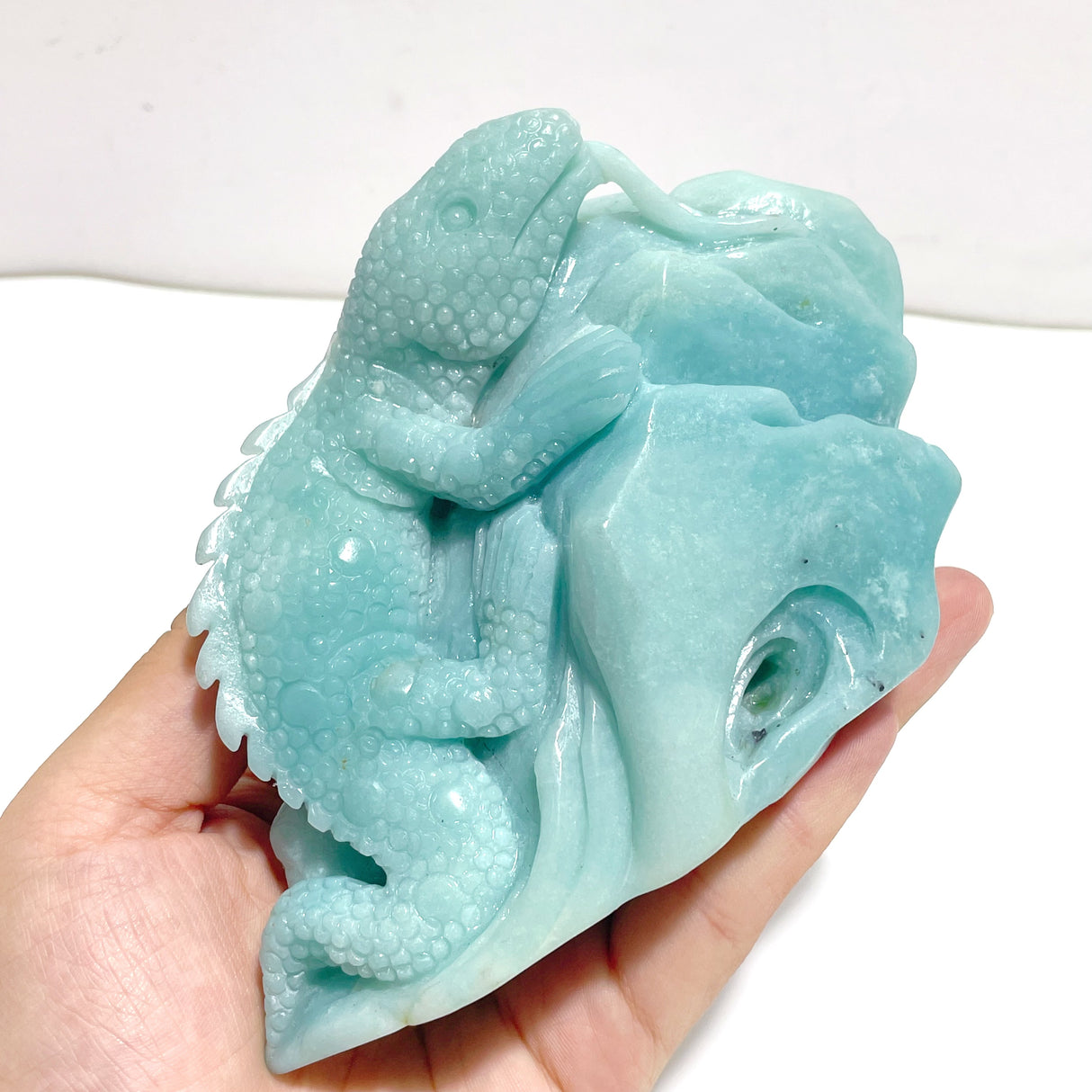 Unique Caribbean Calcite Lizard Carving