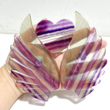 Symmetrical Fluorite Heart Wing Carving With Stand