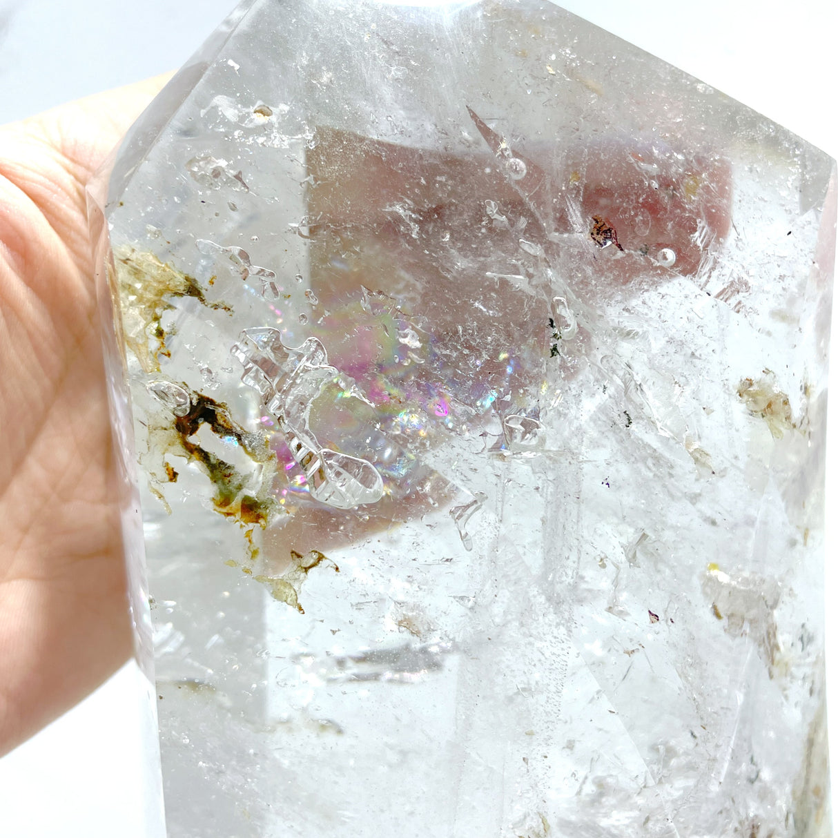 Unique Clear Quartz Enhydro Quartz Point With Rainbow For Collection