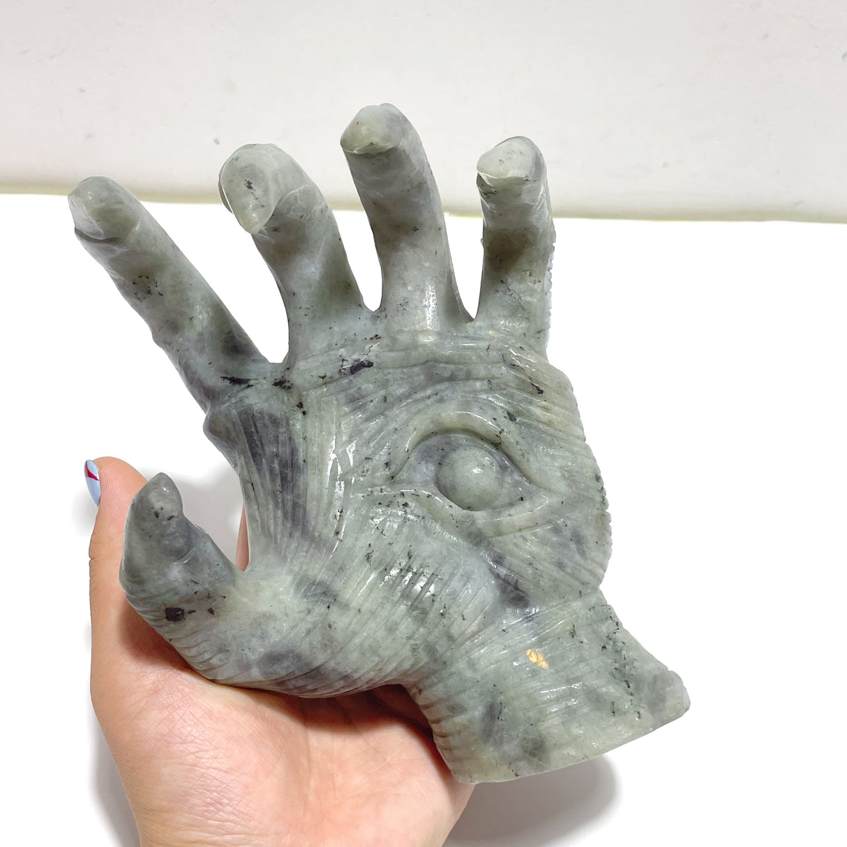 Labradorite Witchcore Demon Hand Carving