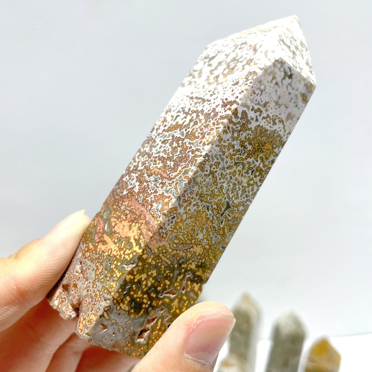 27 Pieces Beautiful Vein Ocean Jasper Four-sided Tower Points