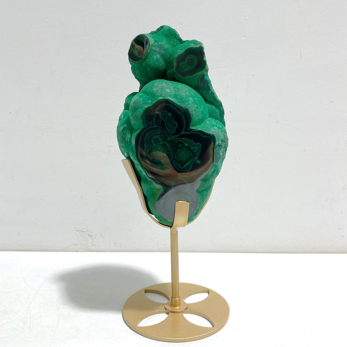 Unique Malachite Raw Bottom With Stand
