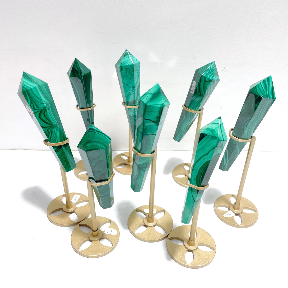 8 Pieces Malachite Magic Scepter Wand Points With Stand