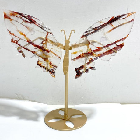 Fire Quartz Butterfly Wing Carving With Stand -Wholesale Crystals