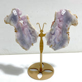 Geode Druzy Pink Amethyst Slab Butterfly Wing Carving With Stand #2 -Wholesale Crystals