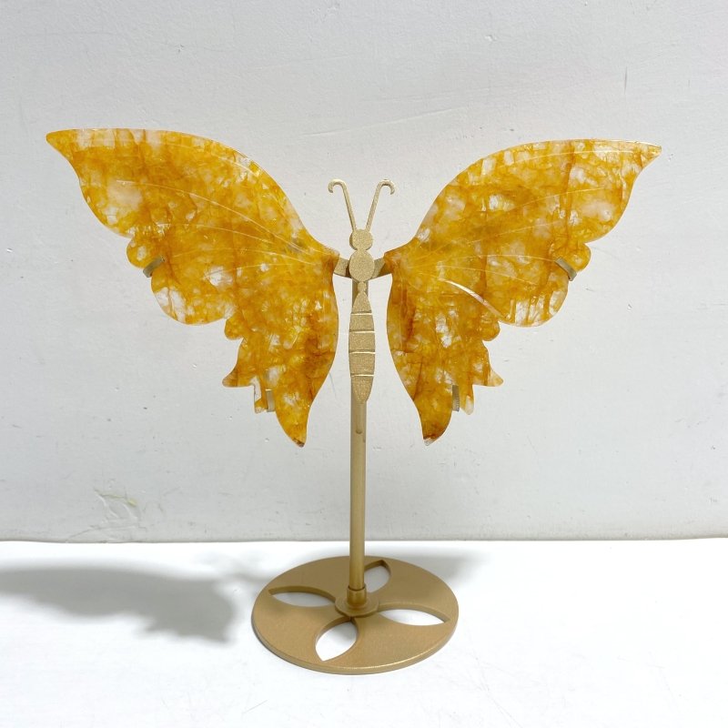 Golden Hematoid Quartz Fire Quartz Butterfly Wing Carving With Stand - Wholesale Crystals