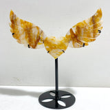 Golden Hematoid Quartz Fire Quartz Heart Wing Carving With Stand - Wholesale Crystals