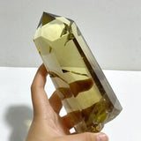 High Quality Clear Citrine Mountain Tower Raw Bottom With Stand - Wholesale Crystals