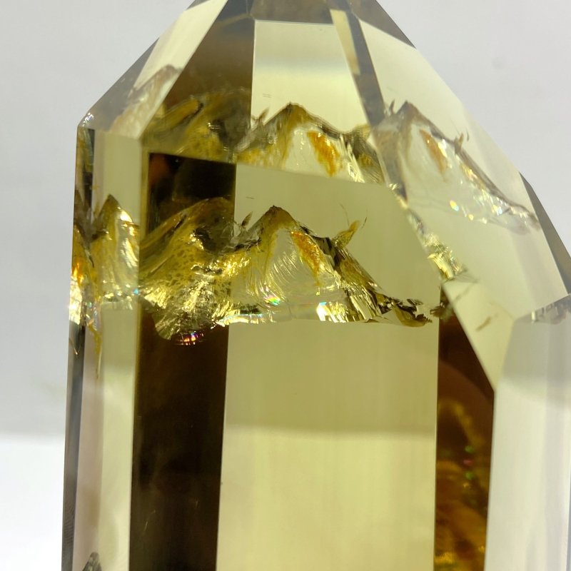 High Quality Clear Citrine Mountain Tower Raw Bottom With Stand - Wholesale Crystals