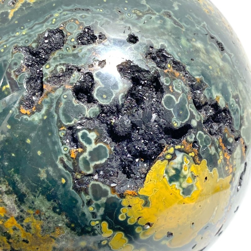 Large 16.5CM Geode Druzy 8th Vein Ocean Jasper Sphere - Wholesale Crystals