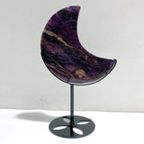 Large Charoite Moon Carving With Stand -Wholesale Crystals