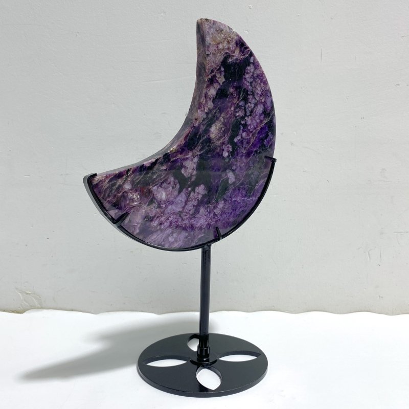 Large Charoite Moon Carving With Stand 5 -Wholesale Crystals