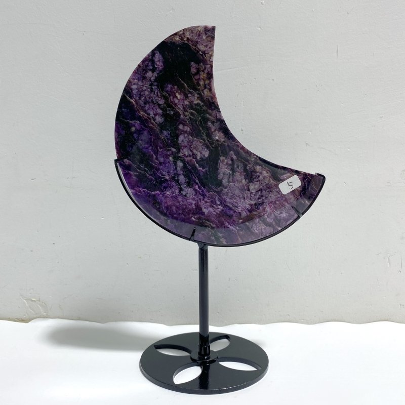 Large Charoite Moon Carving With Stand 5 -Wholesale Crystals