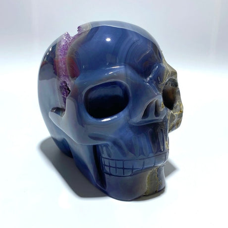 Large Geode Druzy Agate Skull Crystal Carving - Wholesale Crystals