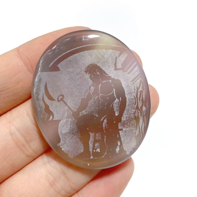 Laser Printing Silver Twelve Olympians Agate Stone DIY Accessories Wholesale - Wholesale Crystals