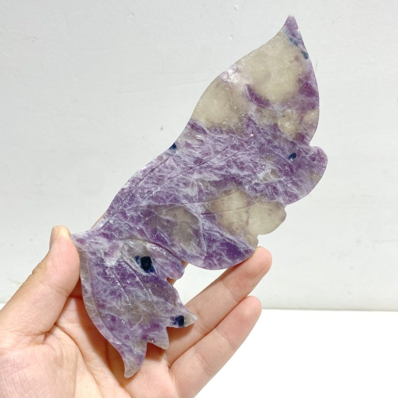 Lepidolite Mixed Quartz Butterfly Wing Carving With Stand - Wholesale Crystals