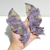 Lepidolite Mixed Quartz Butterfly Wing Carving With Stand - Wholesale Crystals