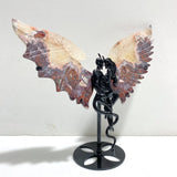 Morocco Agate Demon And Angel Wing Carving With Stand - Wholesale Crystals